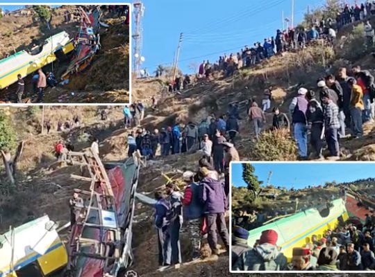 Horrifying bus accident in Himachal Pradesh! Private bus falls into a deep gorge, killing 9 passengers.