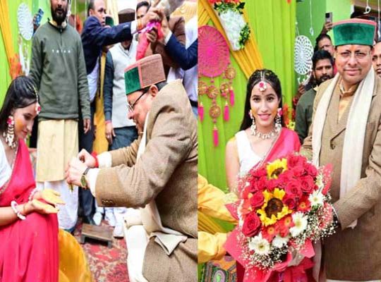 Chief Minister Pushkar Singh Dhami reached the booth president's house, attended the daughter's wedding and gave his blessings.