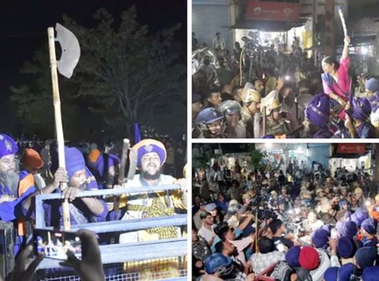 Karnaprayag dispute echoes in Dehradun: Nihangs breach barricades to enter Uttarakhand, causing a stir in the capital; they returned peacefully after the administration reasoned with them.