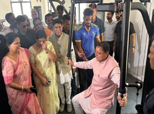 A major gift for Roorkee: CM Dhami inaugurates a state-of-the-art sports complex; runs on a treadmill and plays badminton with children.