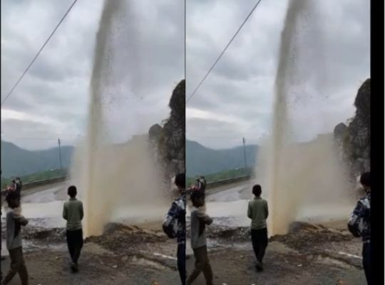 Uttarakhand: Yamuna drinking water project in Mussoorie&mdash;worth crores&mdash;fails again! Pipeline joint near Sainji village comes apart; road caves in.