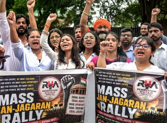 Reservation emerges as a new political battleground in poll-bound states; Jantar Mantar protest poses a dual challenge for the BJP.